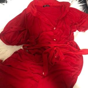 ShineStar Red button dress